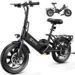 DYU Electric Bike for Adults Teens, Folding Electric Bicycle,Commuter City E-Bike with 500W Motor and 36V 7.5Ah Battery,3 Levels Assist, Dual Disc Brakes, 16" Foldable ebike with Pedals