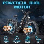 FREESKY Peak 3000W Dual Motor Ebike for Adults, 48V 23AH Removable Battery, 32-34MPH Step-Thru Unlocked Electric Bike, 26" Fat Tire Mountain Off Road E Bike 7-Speed with Dual Hydraulic Disc Brake
