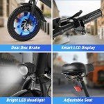 DYU Electric Bike for Adults Teens, Folding Electric Bicycle,Commuter City E-Bike with 500W Motor and 36V 7.5Ah Battery,3 Levels Assist, Dual Disc Brakes, 16" Foldable ebike with Pedals