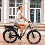 ANCHEER Electric Bike for Adults, 48V 499Wh Ebike, 26" City Commuter Bike with 48V Removable Battery, Up to 55 Miles, 3H Fast Charge, 7-Speed, Step-Thru Cruiser Bike for Women Men, UL 2849 Certified