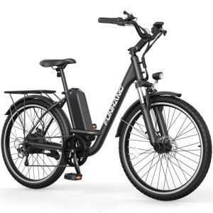 Funhang Electric Bike for Adults, 26" 1000W Peak City Cruiser Ebike, 21.7MPH 50 Miles Commuter Electric Bicycle with 48V 374.4WH Removable Li-ion Battery, Adjustable Stem, Rear Rack, Fenders, 7-Speed