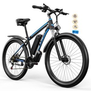 E·Bycco 29'' Electric Bike for Adults Men 750W Peak 1000W Ebike with 48V 17.5AH Battery 34MPH 70Miles Class 3 Mountain Electric Bicycle 21 Speed with Front Fork Suspension (Black and Blue)