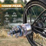 Funhang Electric Bike for Adults, 26" 1000W Peak City Cruiser Ebike, 21.7MPH 50 Miles Commuter Electric Bicycle with 48V 374.4WH Removable Li-ion Battery, Adjustable Stem, Rear Rack, Fenders, 7-Speed