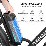 Funhang Electric Bike for Adults, 26" 1000W Peak City Cruiser Ebike, 21.7MPH 50 Miles Commuter Electric Bicycle with 48V 374.4WH Removable Li-ion Battery, Adjustable Stem, Rear Rack, Fenders, 7-Speed