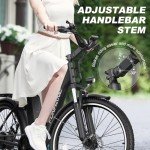Funhang Electric Bike for Adults, 26" 1000W Peak City Cruiser Ebike, 21.7MPH 50 Miles Commuter Electric Bicycle with 48V 374.4WH Removable Li-ion Battery, Adjustable Stem, Rear Rack, Fenders, 7-Speed