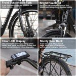 Funhang Electric Bike for Adults, 26" 1000W Peak City Cruiser Ebike, 21.7MPH 50 Miles Commuter Electric Bicycle with 48V 374.4WH Removable Li-ion Battery, Adjustable Stem, Rear Rack, Fenders, 7-Speed