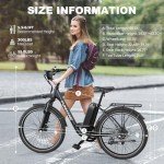 Funhang Electric Bike for Adults, 26" 1000W Peak City Cruiser Ebike, 21.7MPH 50 Miles Commuter Electric Bicycle with 48V 374.4WH Removable Li-ion Battery, Adjustable Stem, Rear Rack, Fenders, 7-Speed