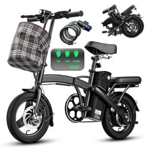 Electric Bike for Adults Teens, Folding E-Bike,Commuter City Foldable ebike with 560W Motor and Removeable Battery, 20MPH Speed Assist, Dual Disc Brakes, 14" Compact Electric bicycle with Pedals