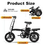 Electric Bike for Adults Teens, Folding E-Bike,Commuter City Foldable ebike with 560W Motor and Removeable Battery, 20MPH Speed Assist, Dual Disc Brakes, 14" Compact Electric bicycle with Pedals