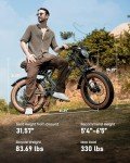 R6 Retro Electric Bike for Adults 1500W Motor, 28MPH, Max 75 Miles Electric Motorcycle, 20" Fat Tire Electric Dirt Bike, Shamano 7-Speed E-Bike Full Suspension, R/L Turn Headlight, UL2849 Certified