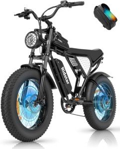 Electric Bike for Adults Q20, 2000/1500W, 37/30MPH,52V 40AH,48V/20AH E-Bike,30-180 Miles Electric Motorcycle, 20" Fat Tire Dirt Bike, UL2849 All Terrain for Mountains, Snow, Sand, Road