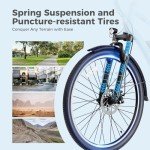 Jasion CB1 Ebike for Adults, 1000W Motor Peak Electric Bike, 36V 12.5Ah Lithium Battery, 26'' Commuter Women Ebike, 7-Speed City Cruiser Bicycle, 45 Miles Range