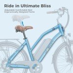 Jasion CB1 Ebike for Adults, 1000W Motor Peak Electric Bike, 36V 12.5Ah Lithium Battery, 26'' Commuter Women Ebike, 7-Speed City Cruiser Bicycle, 45 Miles Range