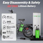 T1 Electric Bike for Adults, 16'' Folding Ebike, Electric Bicycle with 48V 20Ah Removable Battery,30MPH City Commuter Electric Bike, 40Miles Range 330lbs Load