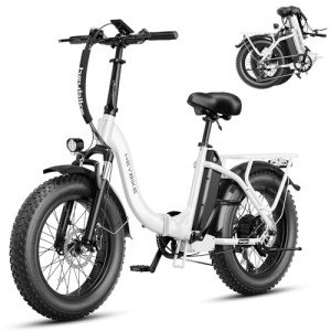 Heybike Ranger 2.0 Electric Bike for Adults, Peak 1400W Upgraded Motor Ebike, 28MPH [20" Fat Tire All-Terrain] 600Wh Removable Battery Folding Step-Thru Moped E Bike with Front Suspension