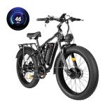 Peak 5000W-Electric-Bike for Adults-Men, Dual-Motor-Ebike 40-46MPH, 52V 30AH Long Range Electric Bicycle, 26" Fat Tire Dirt-Bike, Full Suspension Mountain Bike for Off-Road Snow Sand Hunting (Black)