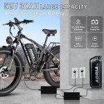 Peak 5000W-Electric-Bike for Adults-Men, Dual-Motor-Ebike 40-46MPH, 52V 30AH Long Range Electric Bicycle, 26" Fat Tire Dirt-Bike, Full Suspension Mountain Bike for Off-Road Snow Sand Hunting (Black)