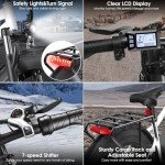 Funhang Electric Bike for Adults, Peak 1000W Ebike, 25MPH 60Miles Electric Mountain Bike, 26" Fat Tire Adult Electric Bicycle with 48V 13AH Battery, Rear Rack, 7 Speed, Front Suspension, Turn Signal