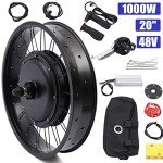 48V E-Bike Front Wheel Conversion Kit, 20" 1000W Electric Bicycle Fat Snow Tire Motor Kit Brushless Gearless Hub Motor Kit for Modification of 20 "x 4 Size Wheels