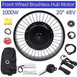 48V E-Bike Front Wheel Conversion Kit, 20" 1000W Electric Bicycle Fat Snow Tire Motor Kit Brushless Gearless Hub Motor Kit for Modification of 20 "x 4 Size Wheels