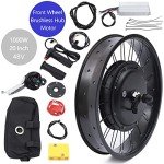 48V E-Bike Front Wheel Conversion Kit, 20" 1000W Electric Bicycle Fat Snow Tire Motor Kit Brushless Gearless Hub Motor Kit for Modification of 20 "x 4 Size Wheels