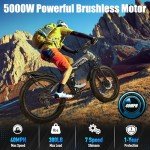 TT-EBIKE 5000W Dual Motor Folding Electric Bike Adults 40MPH with 52V 28AH Battery, 26x4 Fat Tire All Terrain Ebikes, Full Suspension E Bike, Electric Bicycle SHM 7-Speed Gear