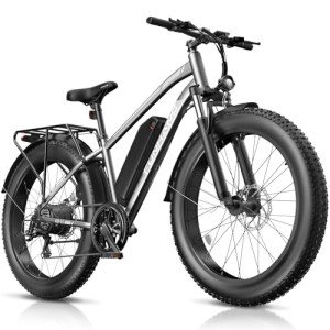 Funhang Electric Bike for Adults, 1000W Peak Ebike, 25MPH 60Miles Electric Mountain Bike, 26" Fat Tire Electric Bicycle with 48V 13AH Battery, Rear Rack, Turn Signal, Lockable Suspension Fork,7 Speed