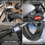 Funhang Electric Bike for Adults, 1000W Peak Ebike, 25MPH 60Miles Electric Mountain Bike, 26" Fat Tire Electric Bicycle with 48V 13AH Battery, Rear Rack, Turn Signal, Lockable Suspension Fork,7 Speed