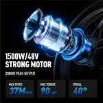 EXRBYKO Fat Tire Electric Bike for Adults, 2000W Peak 37MPH Ebike with 48V 17.5AH 840WH Battery, 80 Miles E Bike with 21-Speed Gears, Beach Mountain Snow Electric Bicycle UL Certified, 26"x4"