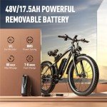 EXRBYKO Fat Tire Electric Bike for Adults, 2000W Peak 37MPH Ebike with 48V 17.5AH 840WH Battery, 80 Miles E Bike with 21-Speed Gears, Beach Mountain Snow Electric Bicycle UL Certified, 26"x4"