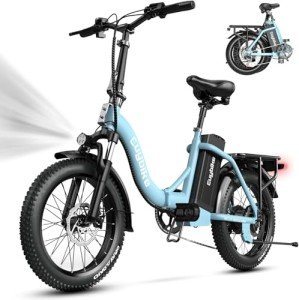 Foldable Electric Bike for Adults, Peak 1000W Brushless Motor 30MPH 70Miles City Commuter Ebike, 48V 20AH Lithium Battery, 20" Fat Tire 7-Speed Mountain E-Bicycle Front Suspension LCD Display, Blue
