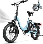 Foldable Electric Bike for Adults, Peak 1000W Brushless Motor 30MPH 70Miles City Commuter Ebike, 48V 20AH Lithium Battery, 20" Fat Tire 7-Speed Mountain E-Bicycle Front Suspension LCD Display, Blue