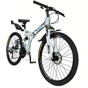 Xspec 26" 21 Speed Folding Mountain Bike Bicycle Trail Commuter, White