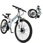 Xspec 26" 21 Speed Folding Mountain Bike Bicycle Trail Commuter, White