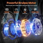 Foldable Electric Bike for Adults, Peak 1000W Brushless Motor 30MPH 70Miles City Commuter Ebike, 48V 20AH Lithium Battery, 20" Fat Tire 7-Speed Mountain E-Bicycle Front Suspension LCD Display, Blue