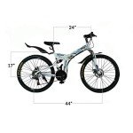 Xspec 26" 21 Speed Folding Mountain Bike Bicycle Trail Commuter, White