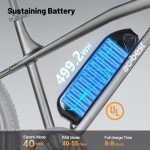 ACTBEST Race Electric Bike for Adults 21-Speed 27.5" Ebike, Up to 28MPH, Peak 1000W Brushless Motor, Removable Battery, Commuting Mountain Electric Bicycle with Fork Suspension,G/FR