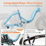 Foldable Electric Bike for Adults, Peak 1000W Brushless Motor 30MPH 70Miles City Commuter Ebike, 48V 20AH Lithium Battery, 20" Fat Tire 7-Speed Mountain E-Bicycle Front Suspension LCD Display, Blue