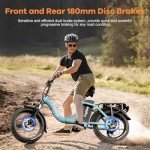Foldable Electric Bike for Adults, Peak 1000W Brushless Motor 30MPH 70Miles City Commuter Ebike, 48V 20AH Lithium Battery, 20" Fat Tire 7-Speed Mountain E-Bicycle Front Suspension LCD Display, Blue