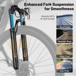 ACTBEST Race Electric Bike for Adults 21-Speed 27.5" Ebike, Up to 28MPH, Peak 1000W Brushless Motor, Removable Battery, Commuting Mountain Electric Bicycle with Fork Suspension,G/FR