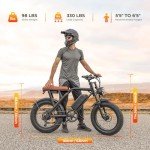 MEGAWHEELS Peak 1500W Moped-Style Ebike, 20" Fat Tire Electric Bike, 750WH Battery, Max 32-33 MPH, 40-75 Miles Range, All-Terrain Electric Bike for Mountain, Snow, Sand, Road
