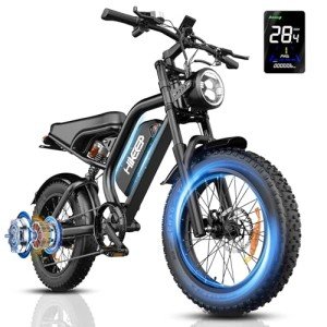 HiKeep Electric Bike for Adults, 20 inch Fat Tire Ebike with 1000W Motor 48V13Ah/15Ah Battery Up to 32/38MPH / 62/68Miles, 7 Speed Dirt Electric Motorcycle Bicycle (Standard, K6 1.0 - Black)