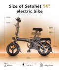 Setohet 14" A1 Electric Bike Easy Folding, Commuter Electric Bicycle for Adult, City E-Bike Peak 500W Motor, 576 Wh Removeable Battery,Max Range 20 Miles & Max Speed 20 Mph,Mini Ebikes
