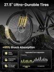 Heybike Electric Bike for Adults, 750W Peak Brushless Motor, up to 40Miles, 22mph Max Speed Electric Mountain Bike, 480WH Removable Battery Ebike, 27.5'' Tires, 7-Speed and Front Suspension