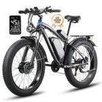 (G7-Blue 52V 32Ah) 5000W Peak Dual Motor Electric Bike for Adults, 40-45MPH &100Miles, Hydraulic Disc Brake Bicycle, 26" Fat Tire Off Road Snow Mountain Ebike, 7-Speed Pedal Assist Commuter E-Bike