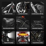 (G7-Blue 52V 32Ah) 5000W Peak Dual Motor Electric Bike for Adults, 40-45MPH &100Miles, Hydraulic Disc Brake Bicycle, 26" Fat Tire Off Road Snow Mountain Ebike, 7-Speed Pedal Assist Commuter E-Bike