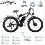 (G7-Blue 52V 32Ah) 5000W Peak Dual Motor Electric Bike for Adults, 40-45MPH &100Miles, Hydraulic Disc Brake Bicycle, 26" Fat Tire Off Road Snow Mountain Ebike, 7-Speed Pedal Assist Commuter E-Bike