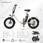 INVANTI Electric Bike, 20" Fat Tire Step-Thru Electric Bicycle, 1000W Peak Motor 45 Miles 25MPH Top Speed, Dual Suspension & 7-Speed Folding Ebike for Adults with Rear Rack
