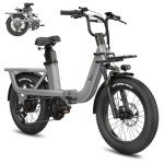 1500W Peak Electric Bike for Adults with 28MPH & 70 Miles Max Range, 48V & 750Wh Removable Battery Electric Bicycle, Folding E Bike with 20'' Fat Tire, Cargo Ebike,Step-Thru Frame,UL Certified (Gray)
