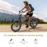 1500W Peak Electric Bike for Adults with 28MPH & 70 Miles Max Range, 48V & 750Wh Removable Battery Electric Bicycle, Folding E Bike with 20'' Fat Tire, Cargo Ebike,Step-Thru Frame,UL Certified (Gray)